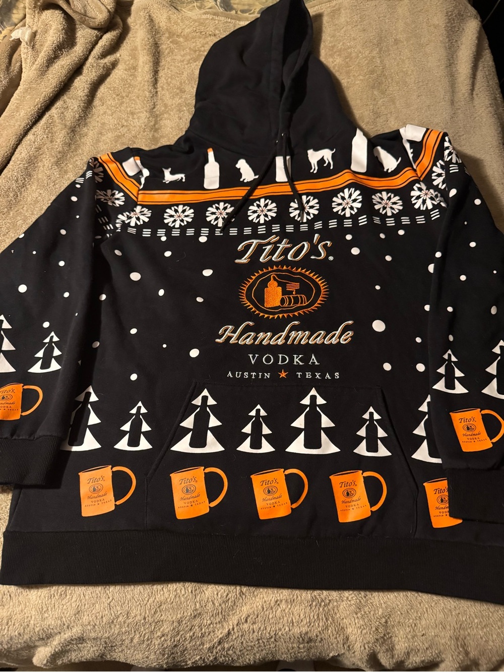 Tito’s Vodka Black & Orange Holiday Hoodie